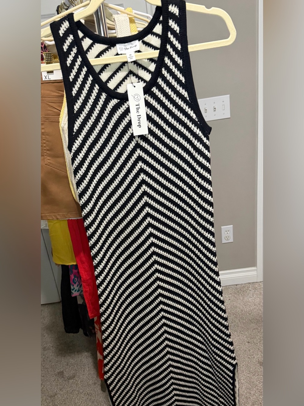 The Drop Black & White Chevron Maxi Dress